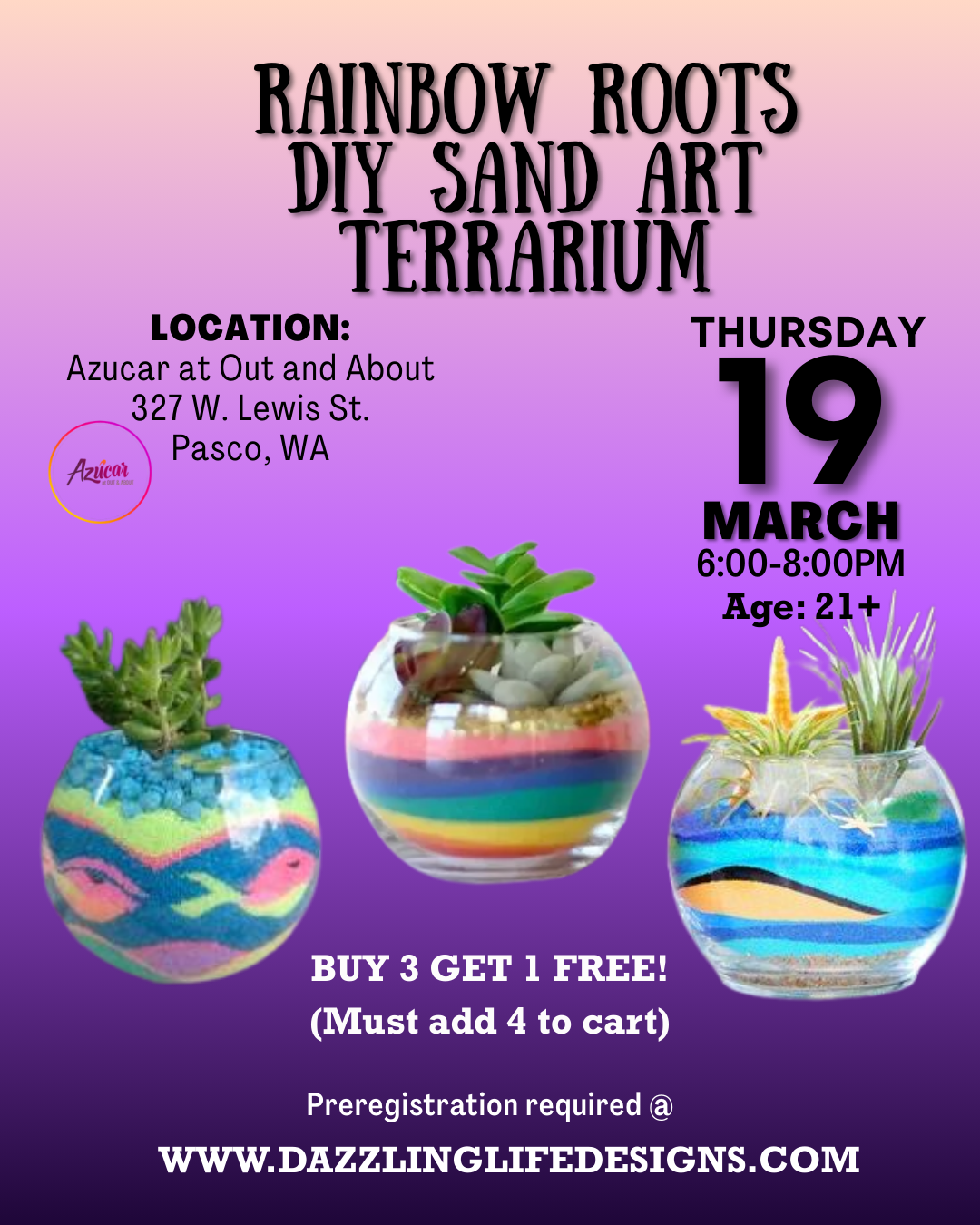 Rainbow Roots Sand Art Terrarium- March 19, 2026, at Azucar @ Out and About