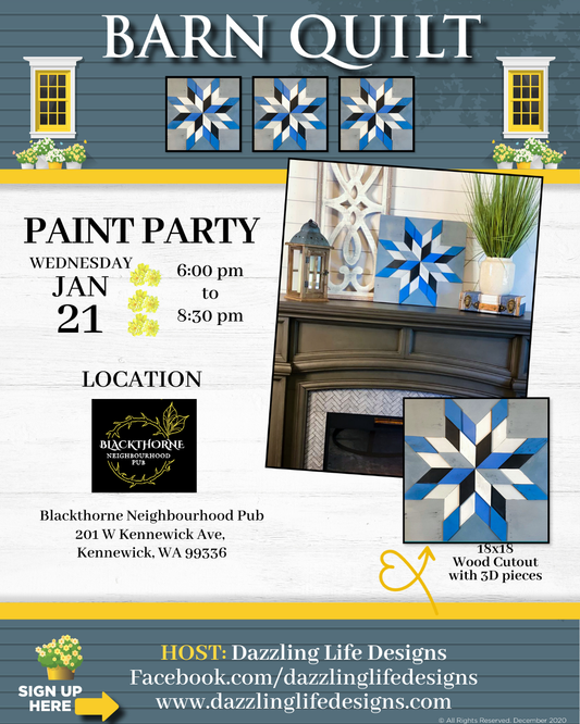 Barn Quilt Paint Night - Jan 21 Blackthorne Neighbourhood Pub, Kennewick