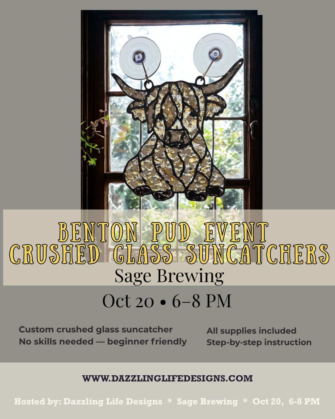 BENTON PUD Crushed Glass Suncatcher Class Oct 20 @ Sage Brewing