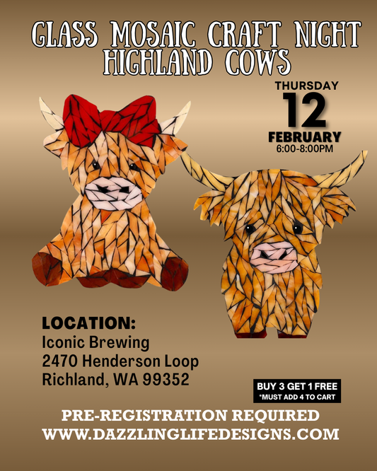 Highland Cows Mosaic Craft Night at Iconic Brewing Feb 12