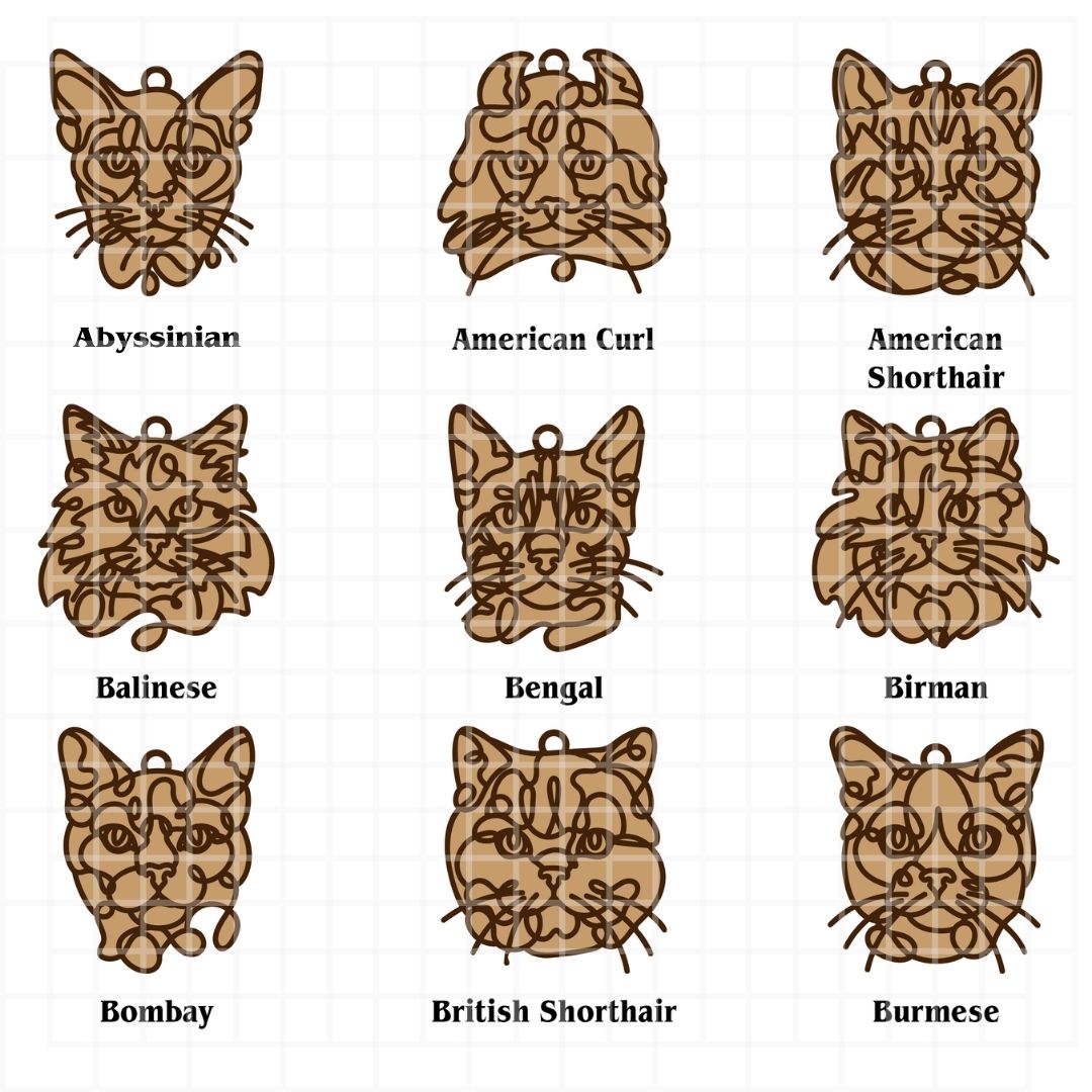 Cat Ornaments Line Art style