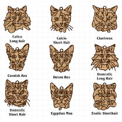 Handmade Cat Ornaments Line Art style