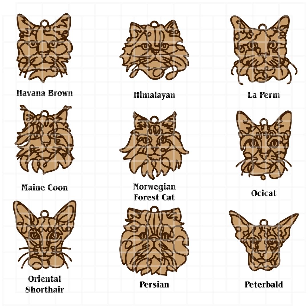 Cat Ornaments Line Art style