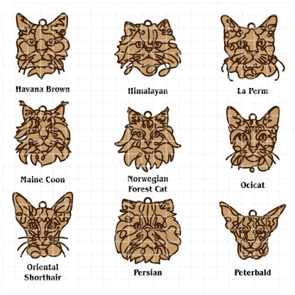 Handmade Cat Ornaments Line Art style