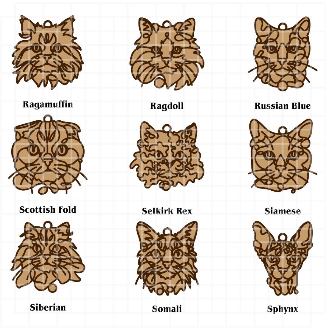 Cat Ornaments Line Art style
