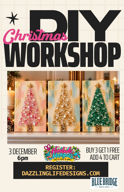 Oh, Christmas Tree! Crushed Glass Art Workshop. Blue Bridge Bar, Pasco, Dec 3
