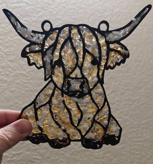Highland Cow Crushed Glass Suncatcher Sage Brewing March 9 Pasco