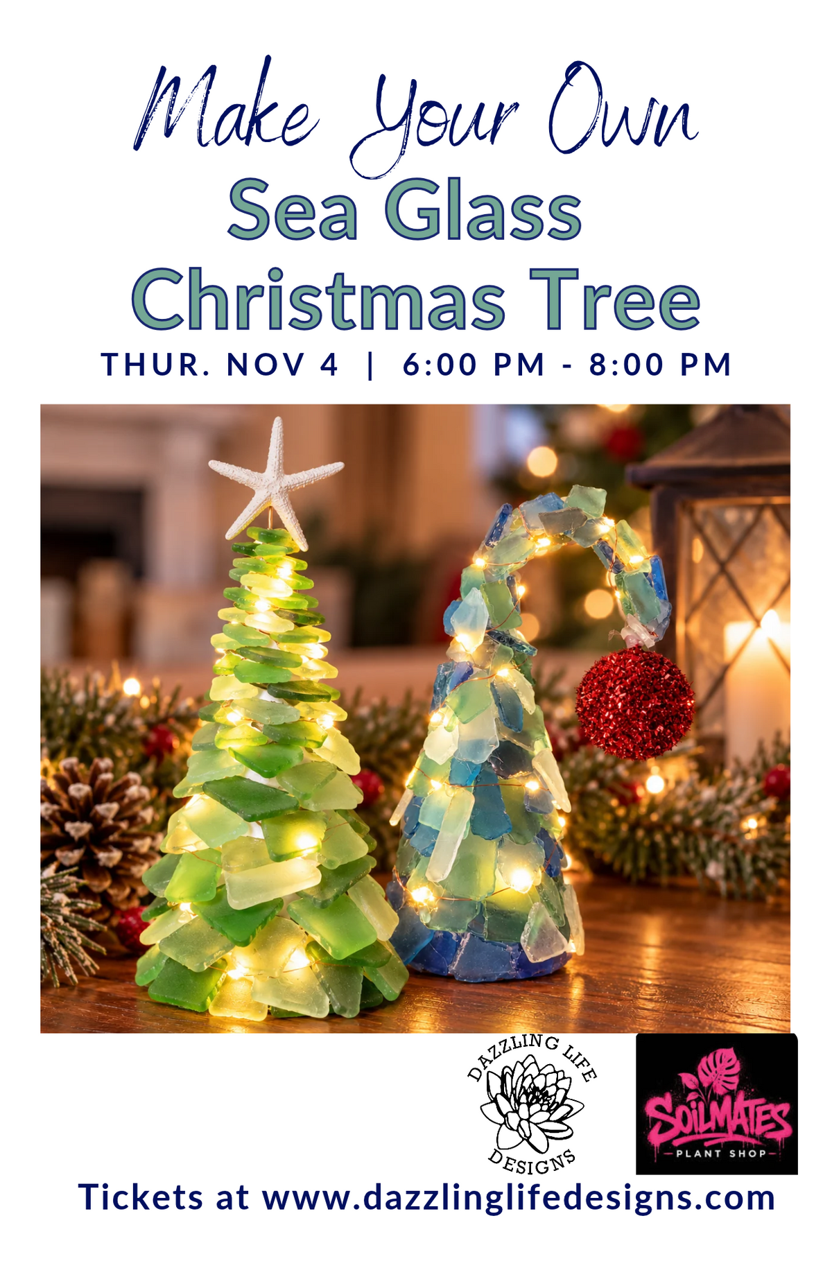Sea Glass Christmas Tree Craft Night | Nov 4 at SoilMates in Kennewick