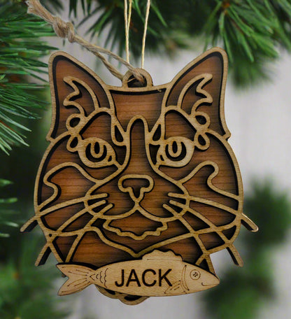Handmade Cat Ornaments Line Art style