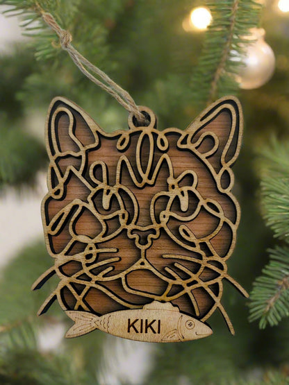 Handmade Cat Ornaments Line Art style