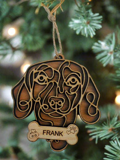 Handmade Dog Ornaments Breeds A-M Line Art style