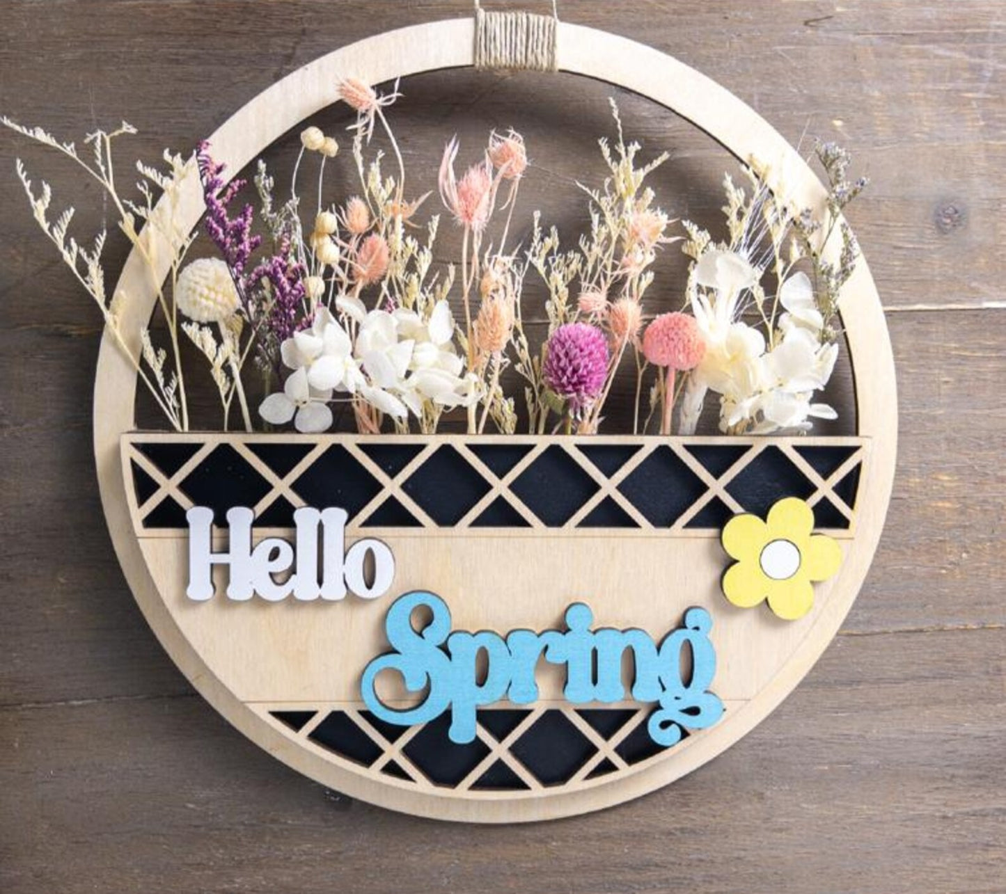 Hello Spring Raindrops Interchangeable Wall Décor | DIY Kit in Bare Wood
