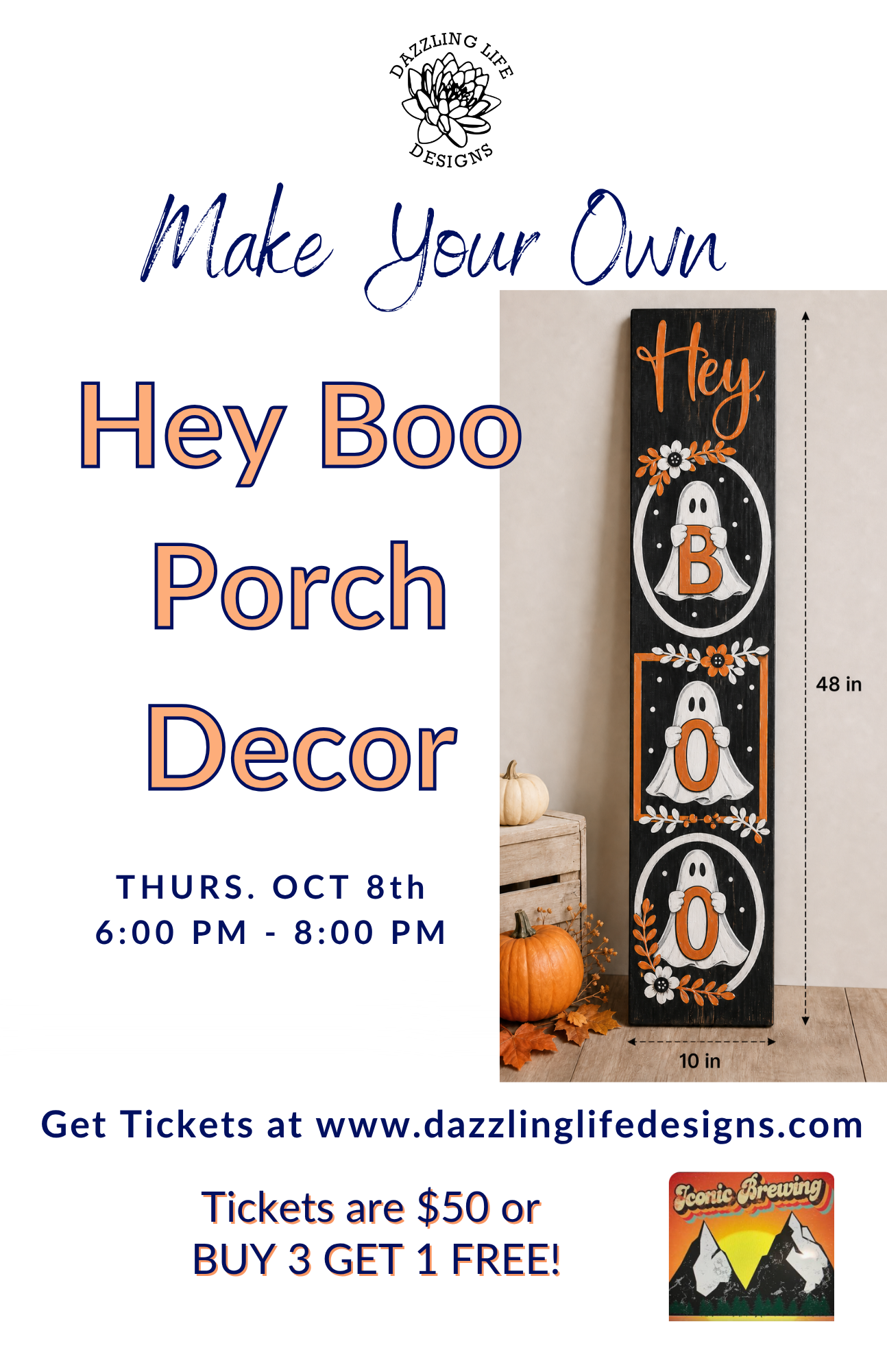 Hey Boo Porch Leaner Decor Oct 7 Iconic Brewing