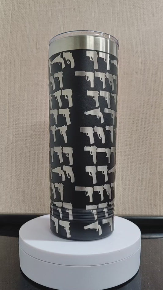 20 oz tumbler with gun engraving