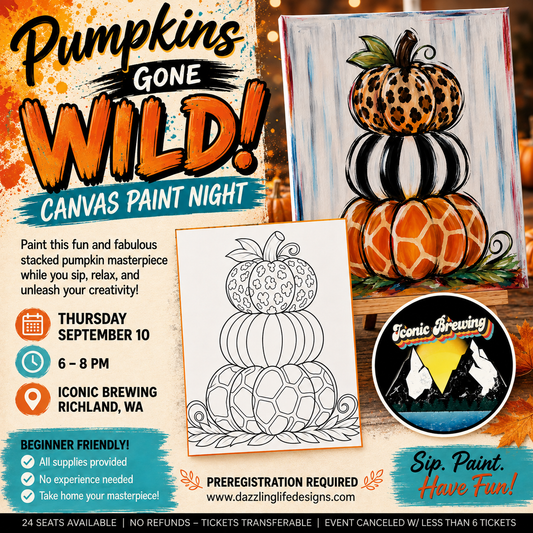 Pumpkins Gone Wild canvas paint night Sept 10 Iconic Brewing
