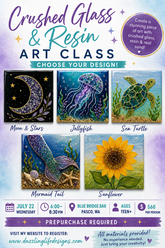 Mixed Media Paint, Glass, and Resin. July 22, Blue Bridge Bar, Pasco