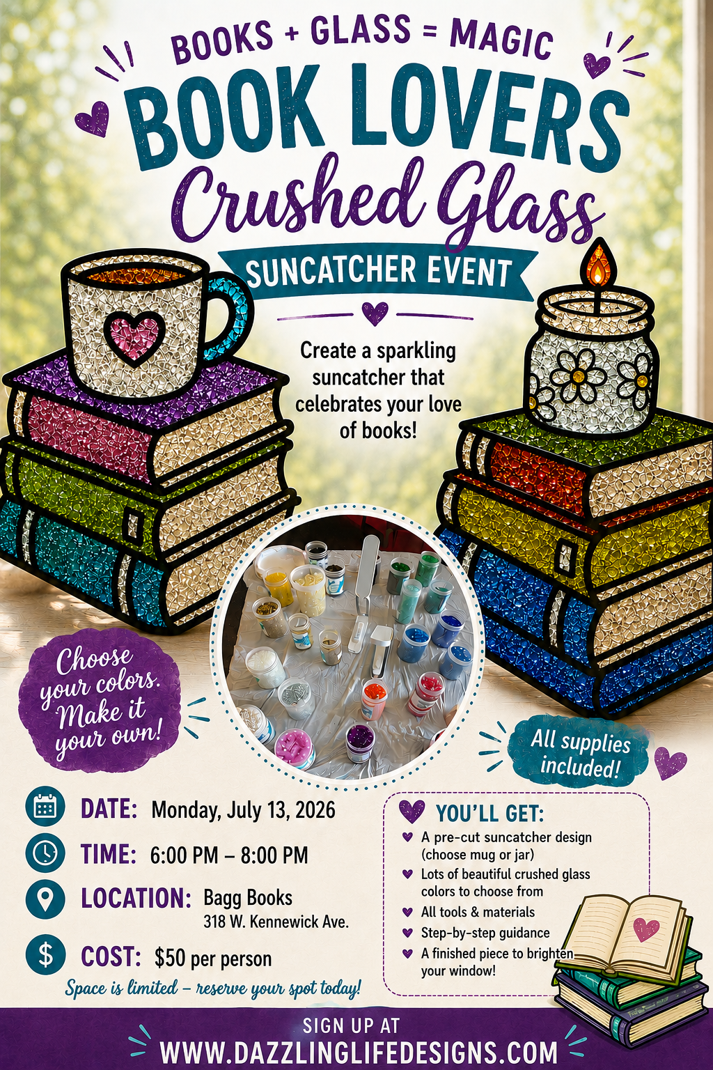 Book Lovers Stained Glass Suncatchers July 13