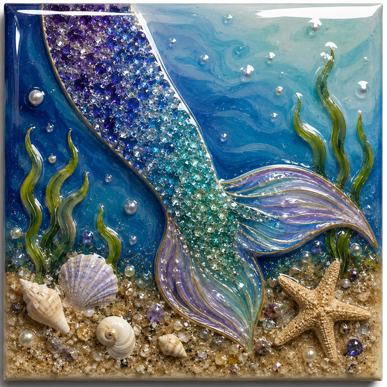 Mixed Media Paint, Glass, and Resin. July 22, Blue Bridge Bar, Pasco