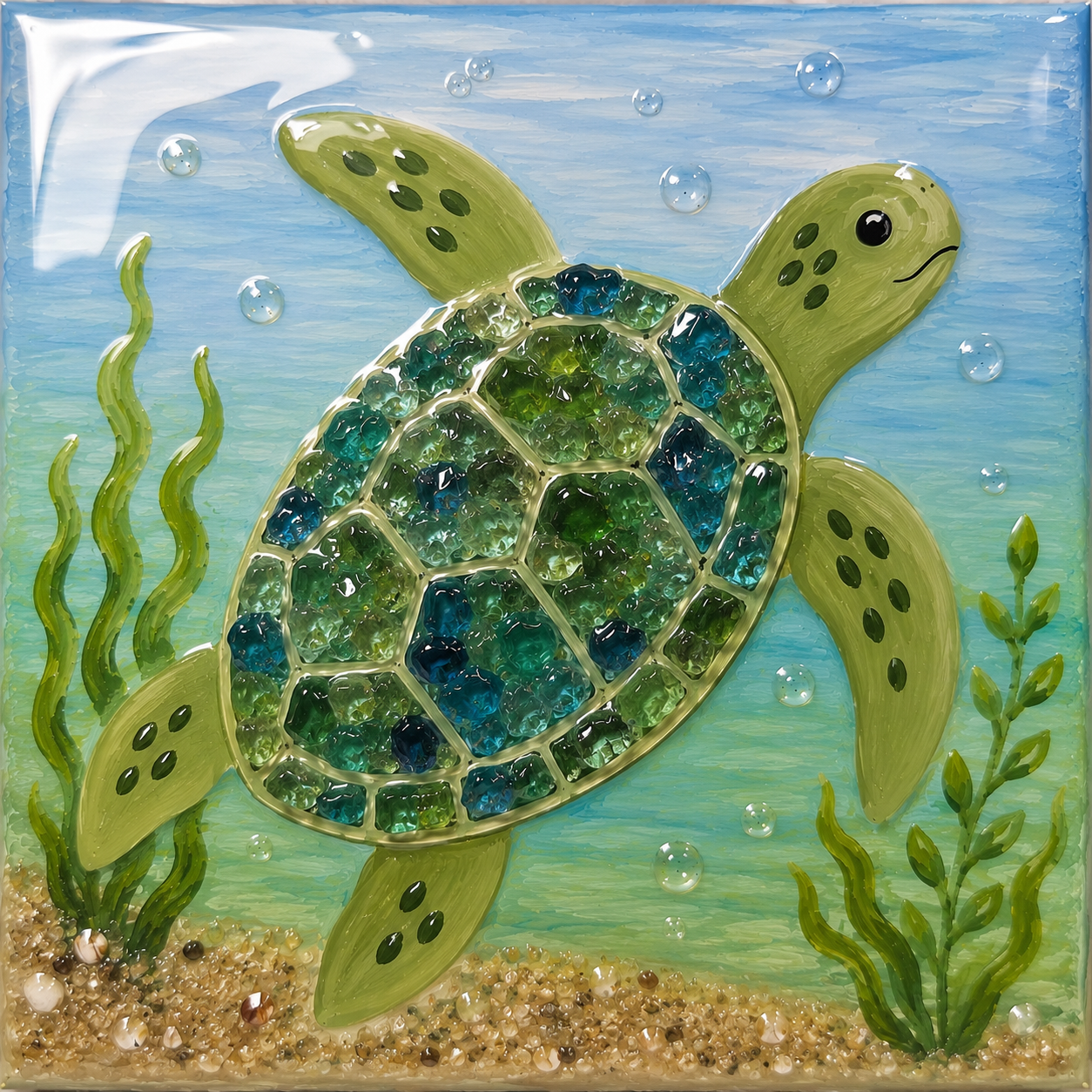 Mixed Media Paint, Glass, and Resin. July 22, Blue Bridge Bar, Pasco