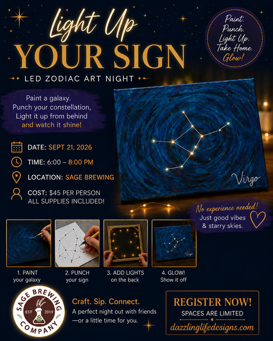 Light Up Your Zodiac Sign – LED Zodiac Art Night Sept 21 Sage Brewing
